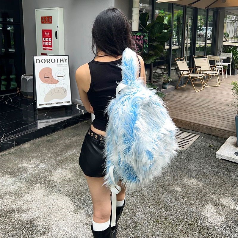 JIAERDI Buz Mavisi Uzun Peluş  - Fashion Backpack Women incelemesi ve fiyatı